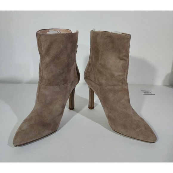 Boots Nine West Beige Suede Stiletto Size 7.5 Pull On 4 Inch Heels Never Worn - Picture 8 of 9